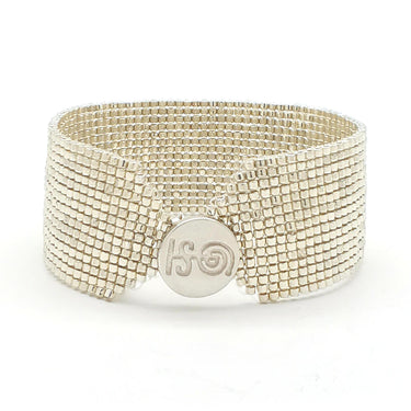 Brazalete Telar Plata Medio Metálico Plateado